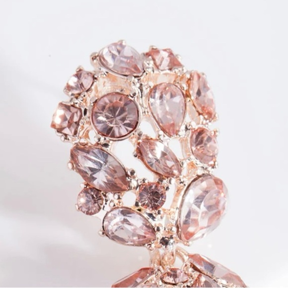 Rose Gold and Pink Gem Teardrop Earrings - Picture 2 of 2